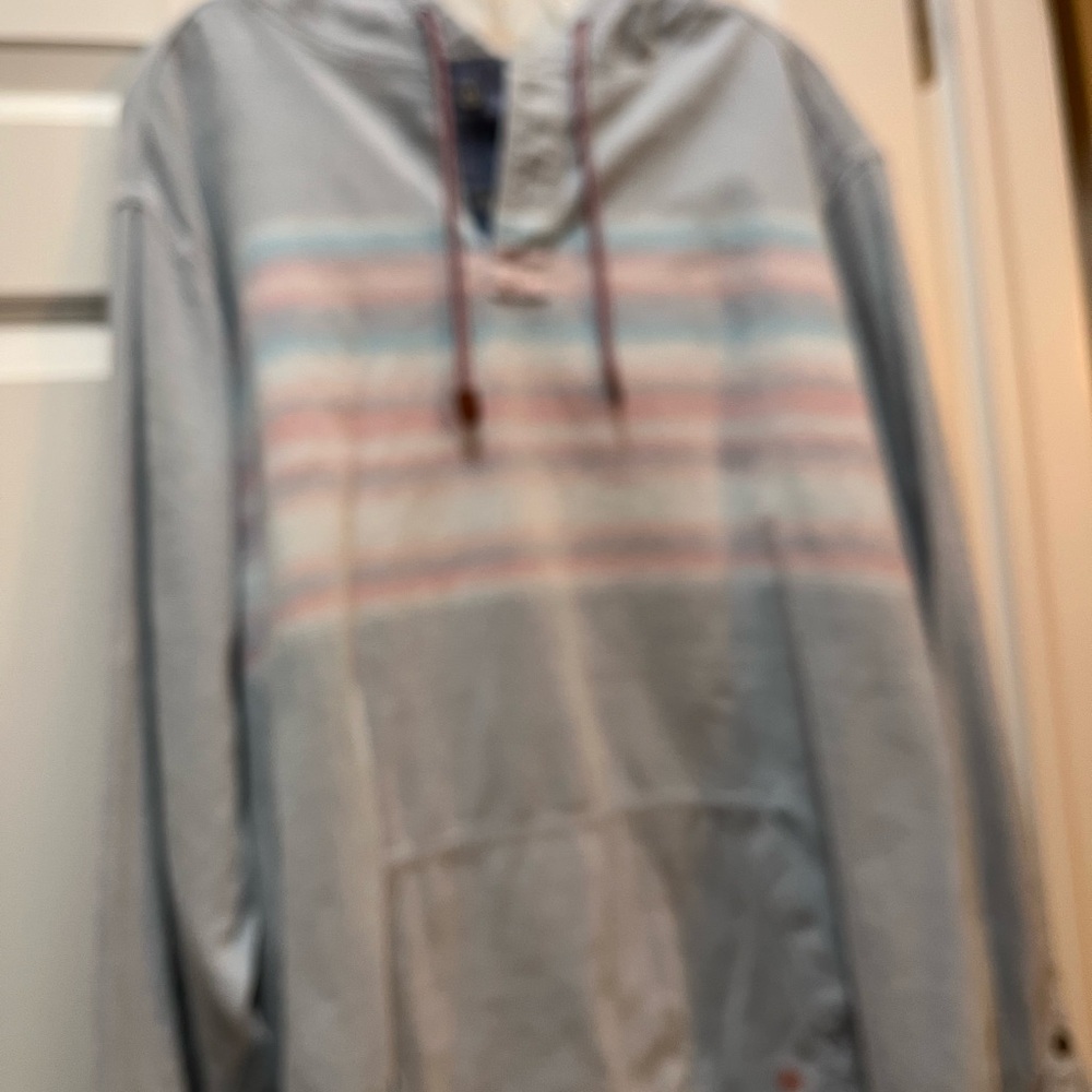 Tommy Bahama Light Blue Hooded Pullover with Pastel Stripes